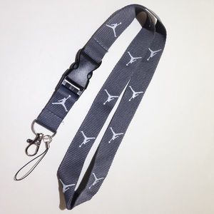 Jordan Lanyard Keychain Neck Strap Gray & White